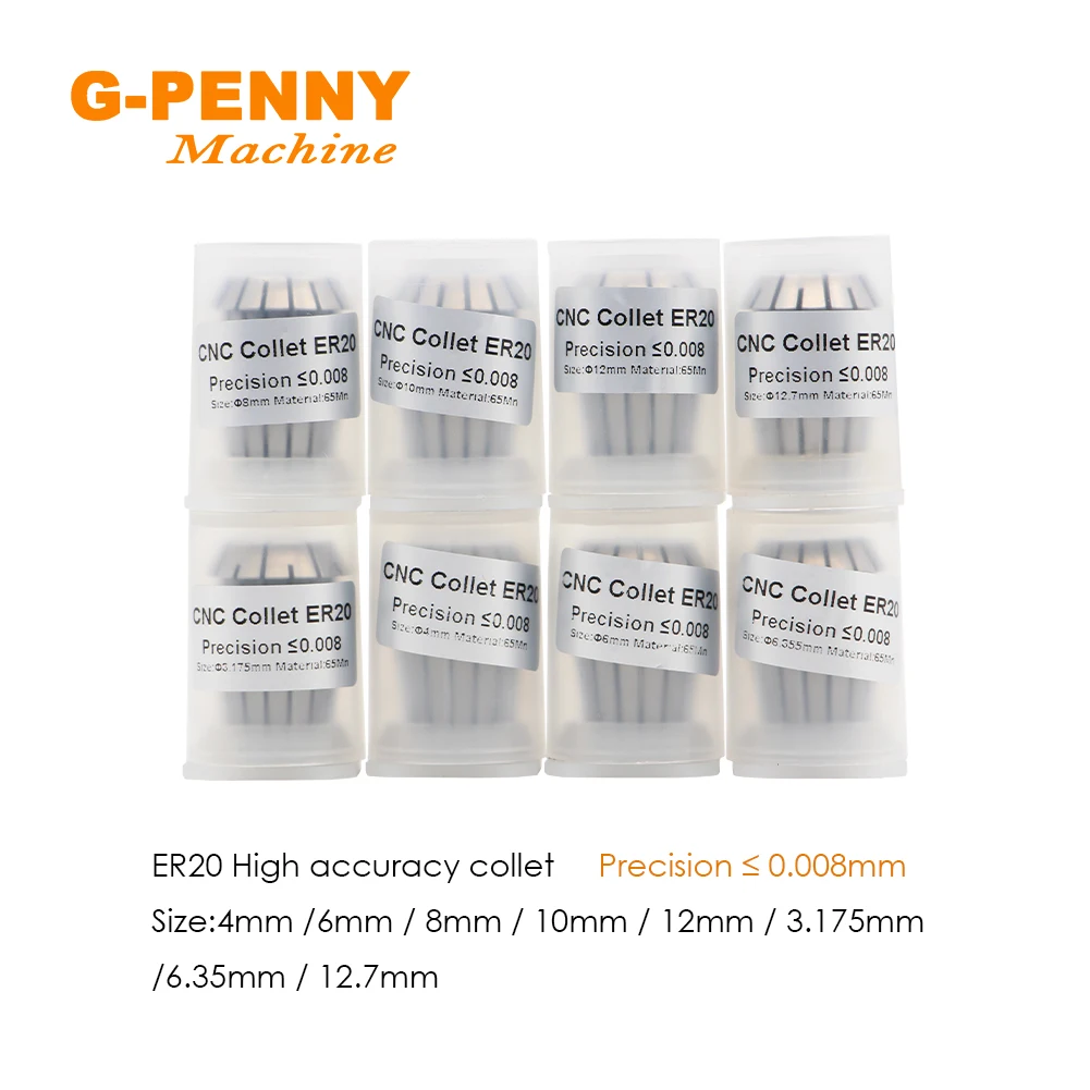 G-Xu ER20 Mùa Xuân Collet Chuck Bộ 1 Cái Độ Chính Xác Cao Độ Chính Xác 0.008Mm Cho Phay CNC động Cơ Trục Chính