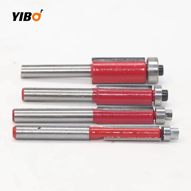6.35/7.96/9.52/12.7mm Flush Trim Bit Set Router Bit 4PCS Bearing Cutting Edge 6mm(1/4") Shank