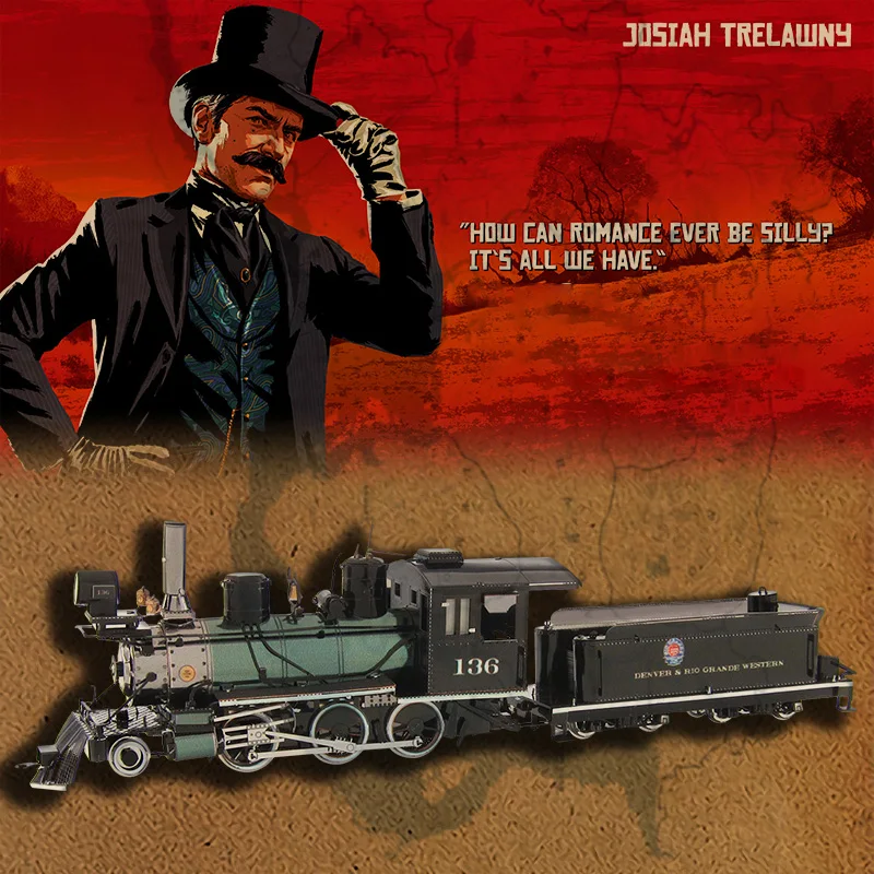 Diecast 19cm long Metal hand diy 3D assembly model New Handmade Mine Forest Locomotive Adult Decoration Gift Static Display