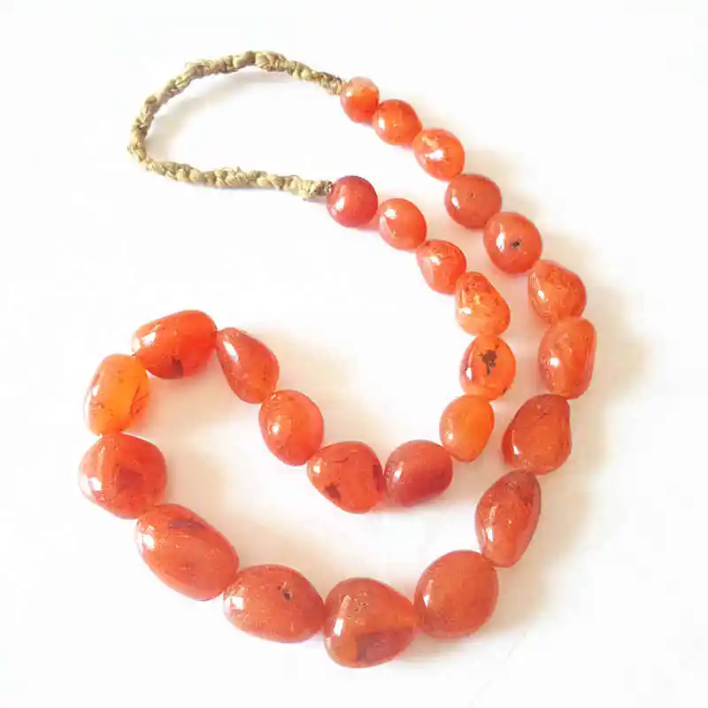 Old Red Carnelian Nugget Beads Strand Tibetan Ethnic Necklace TNL218