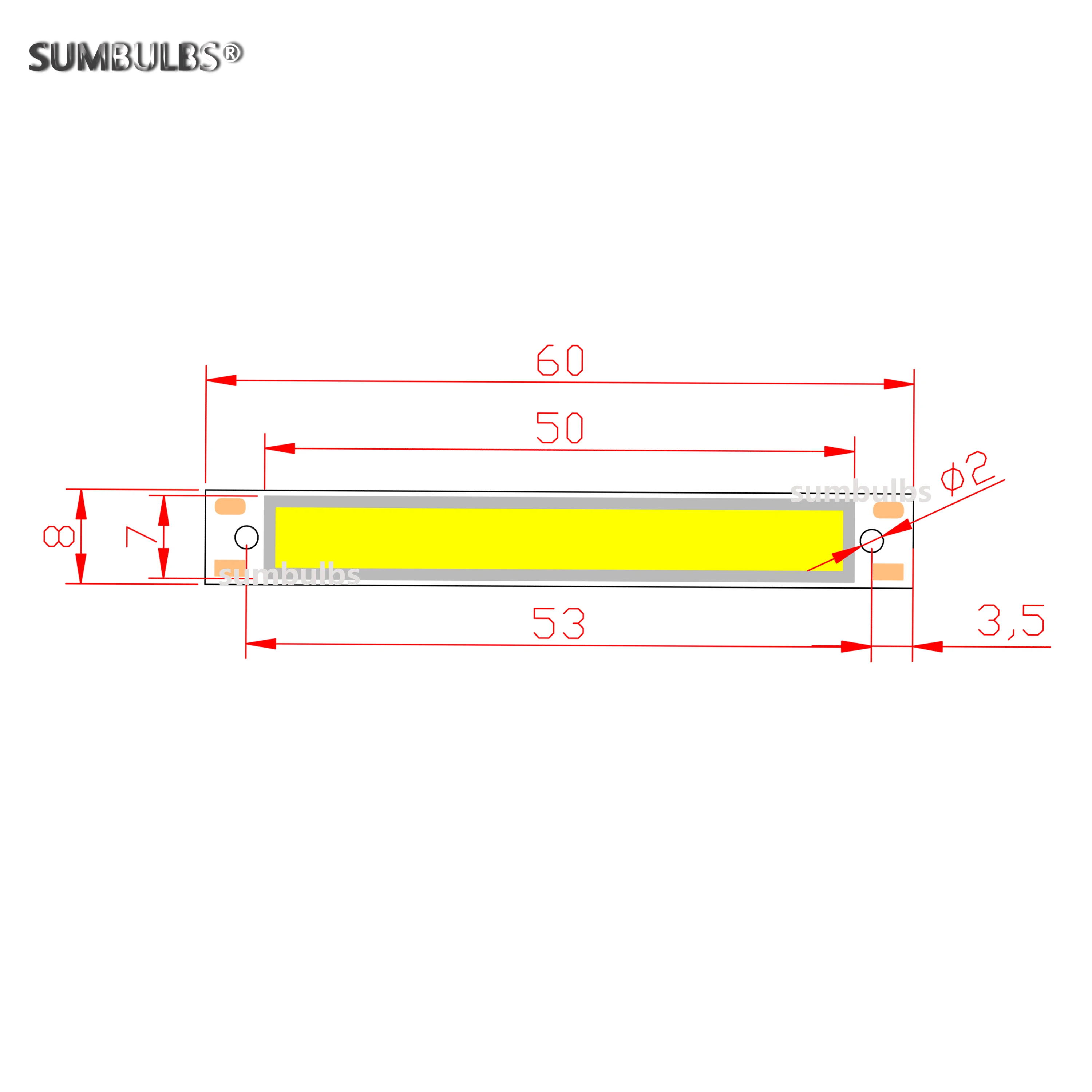 10pcs 60mm Bar LED COB Strip Light Source for Bicycle Taillights 3V 3.7V Cold Warm White Blue Red for DIY Work Bulb