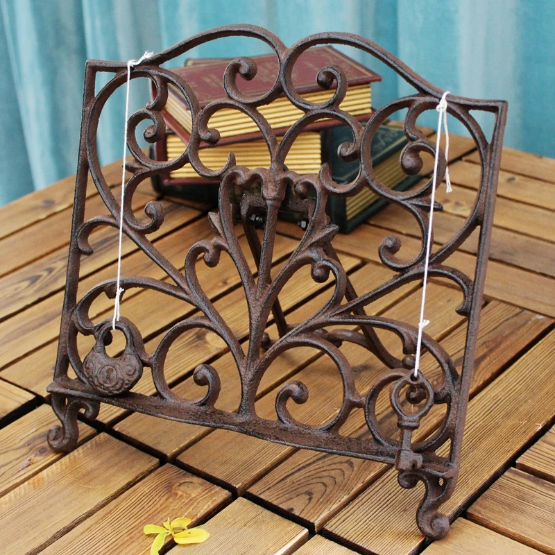 Rustic Vintage Shabby Retro Wrought Iron Metal Cookbook Holder Stand Display