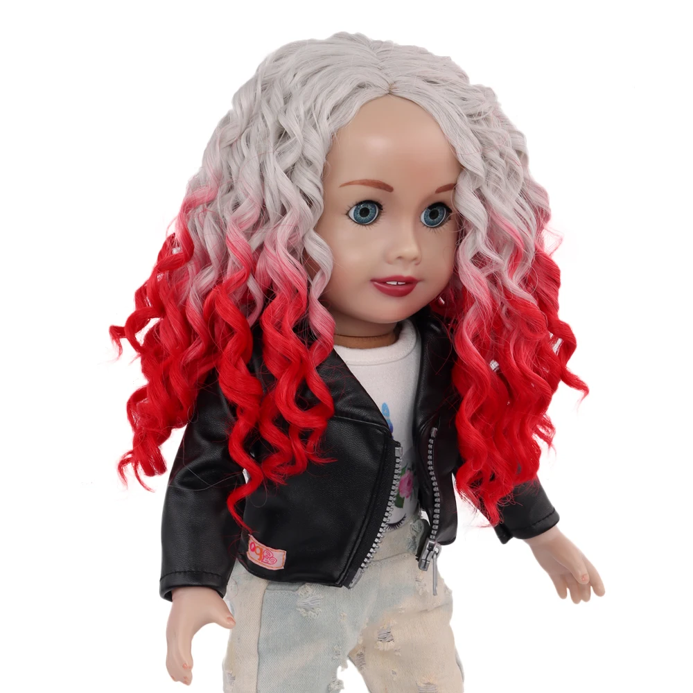 

Aidolla 18inch American Doll Wig Long Curly Gradient Color Hair Wig High Temperature Fiber Doll Accessories For Dolls DIY