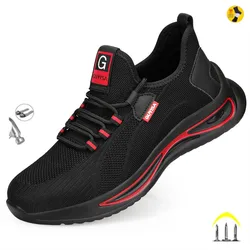 Chaussures de Sécurité à Boucle Indée pour Homme, Baskets de Travail Légères et Respirantes, avec Capuchon en Acier, Livraison Directe