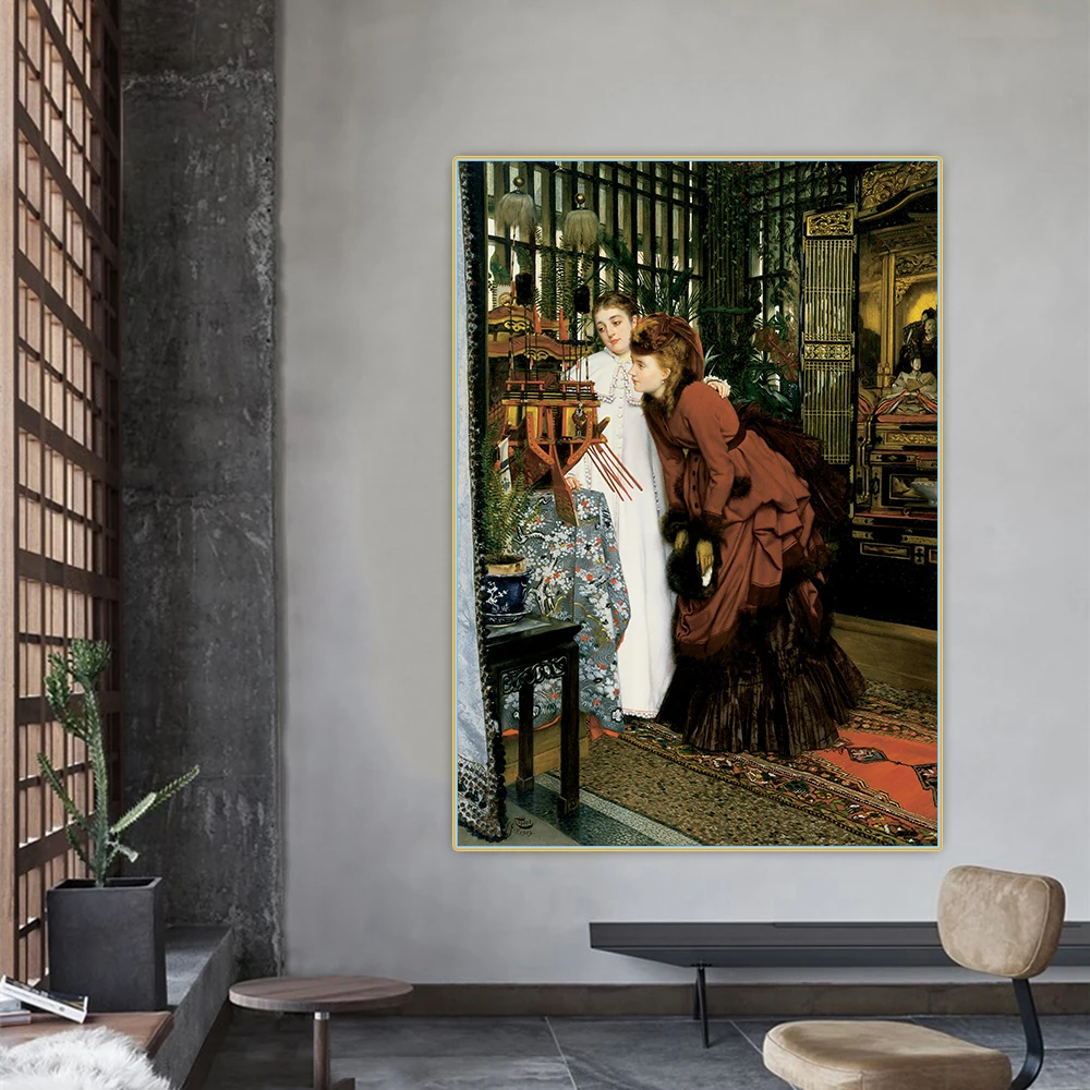 

Citon James Tissot《Young Women Looking at Japanese Articles》Canvas Art Oil Painting Poster Picture Wall Decor Home Decoration