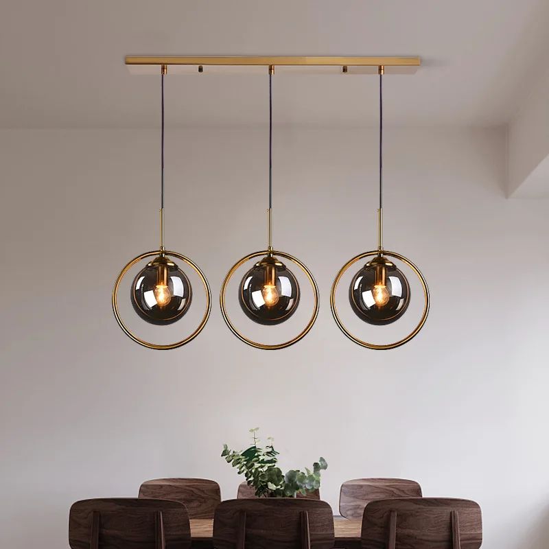 

Modern Retro Glass Ring Led Pendant Light Living Room Decoration Pendant Lamps Nordic Restaurant Bar Interior Lighting Lusters