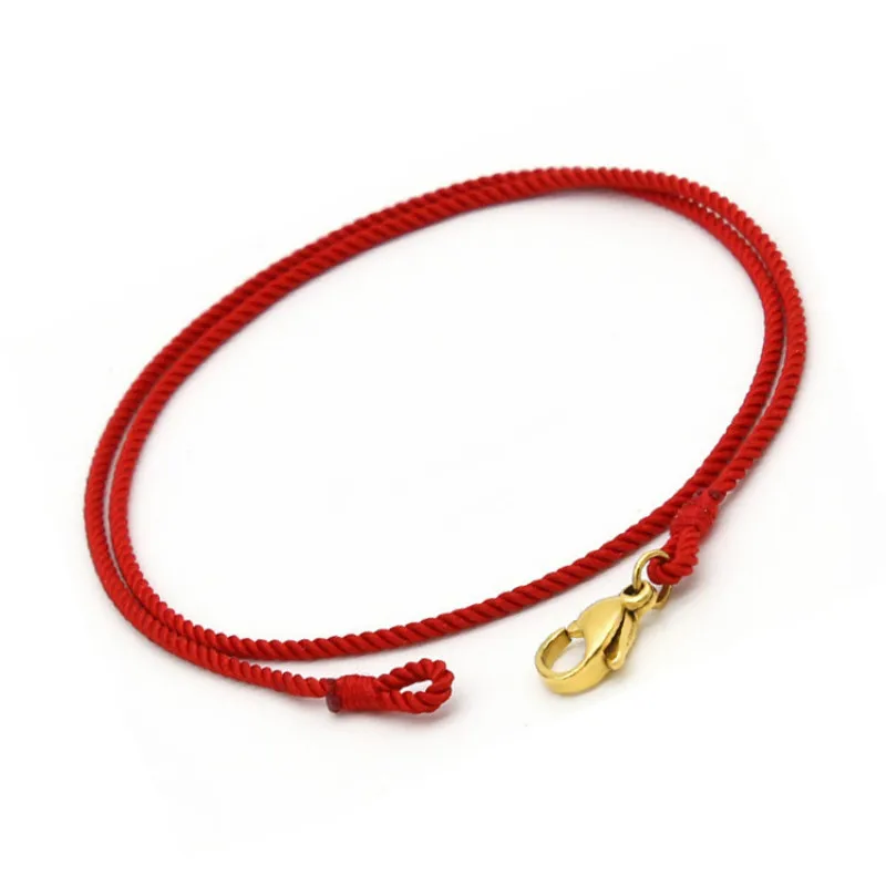 1.5mm Black Red Color Cotton Handmade Necklaces for Men Women Jewelry Cord Necklace Mens Gift Stainless Steel Gold Clasp Making