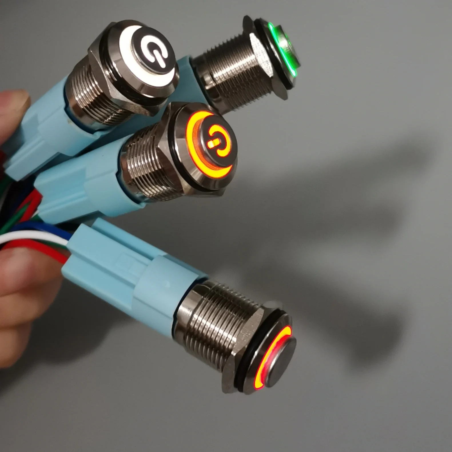 16mm Metal Push Button Switch High Head Ring Lamp Power Symbol Button Waterproof  LED Light Self-Lock Self-Reset Button 1NO1NC