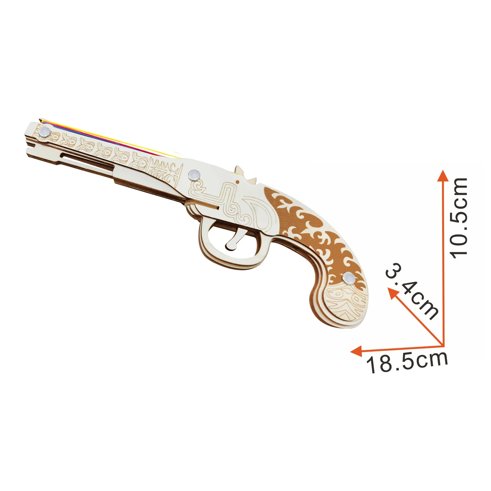 Laser Cutting DIY 3D Wooden Puzzle Woodcraft Assembly Kit Flintlock Fire Rubber Band Gun For Child Gift