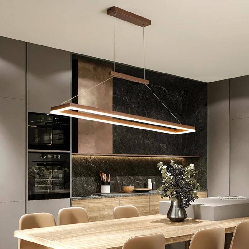 Rectangular restaurant chandelier new modern chandelier lighting LED chandelier kitchen rectangular lighting gold / coffee