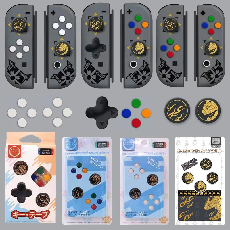 D-pad Move Key Cross ABXY X Button Sticker Joystick Thumb Stick Grip Cap Cover For Monster Hunter RISE Nintend Switch Joy-con