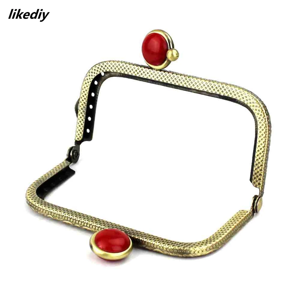 10 Pcs/Lot 8.5 CM Square Antique Bronze Flat Bead Metal Purse Frame Kiss Clasp Bag Accessory