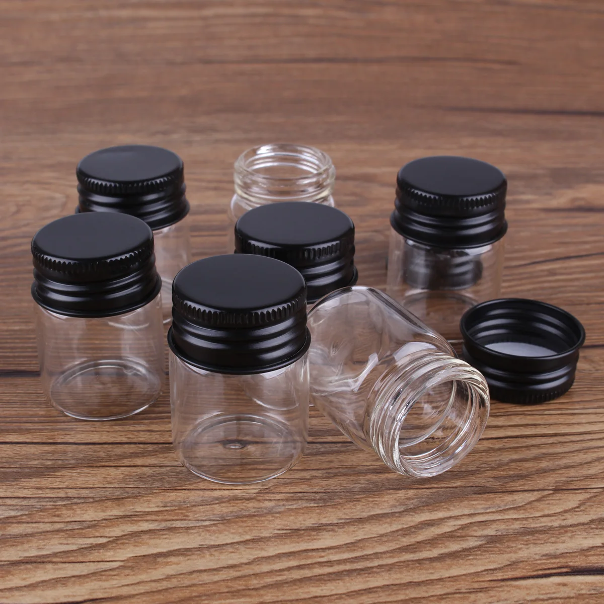 5pcs 15ml 30*40mm Glass bottle with Black Aluminum Caps Glass Jars Potion bottles Glass vessels Glass Vials for Art Craft