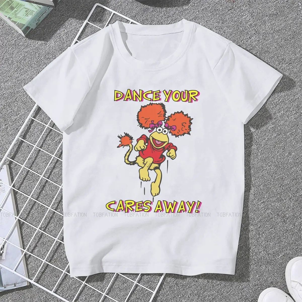 Red Dance Away 80s Party Women Clothing Fraggle Rock  Female Tshirts Vintage Alternative Loose Tops Tee Kawaii Girls Streetwear