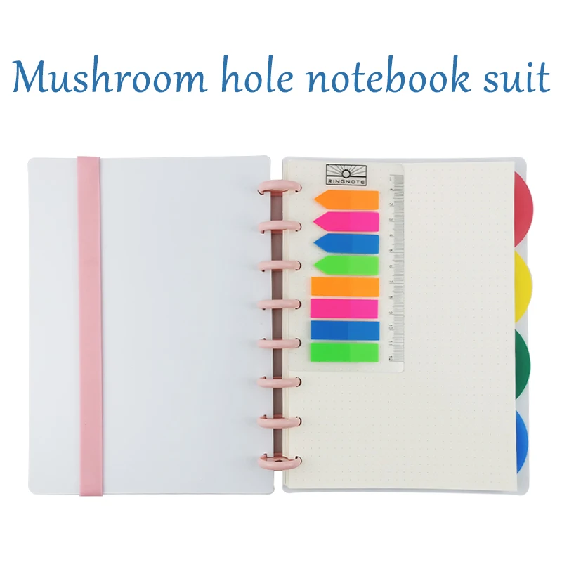 Mushroom Hole Notebook Planner Binder Notepad with Index Paper Loose-leaf A5 Binder Diary School Office Stationery Gift Supplies