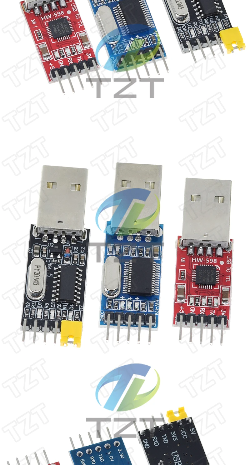 TZT 3 teile/los = 1PCS PL2303HX + 1PCS CP2102 + 1PCS CH340G USB ZU TTL für arduino PL2303 CP2102 5PIN USB zu UART TTL Modul – Detail 8