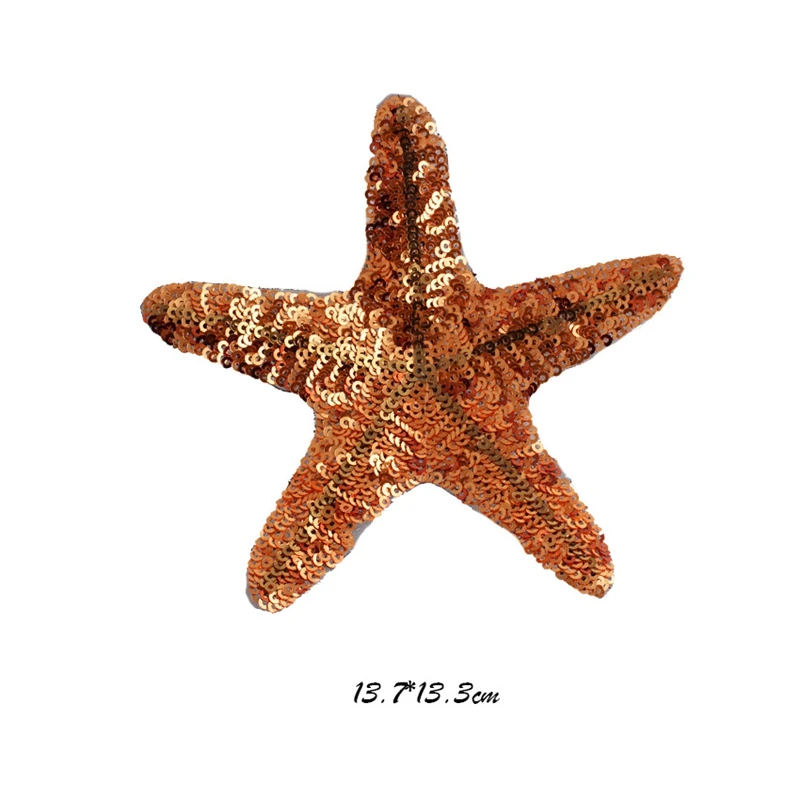 NEW Design Starfish Shells Sequins Sew On Patches for Clothes DIY Patch Applique Bag Clothing Coat Sweater Crafts Decor