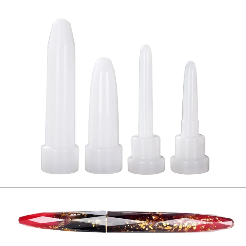 Pen Shape Resin Molds Epoxy Casting Molds Fountain Pen Silicone Molds Cylinder Epoxy Mold for Candle Crafts Making Tools