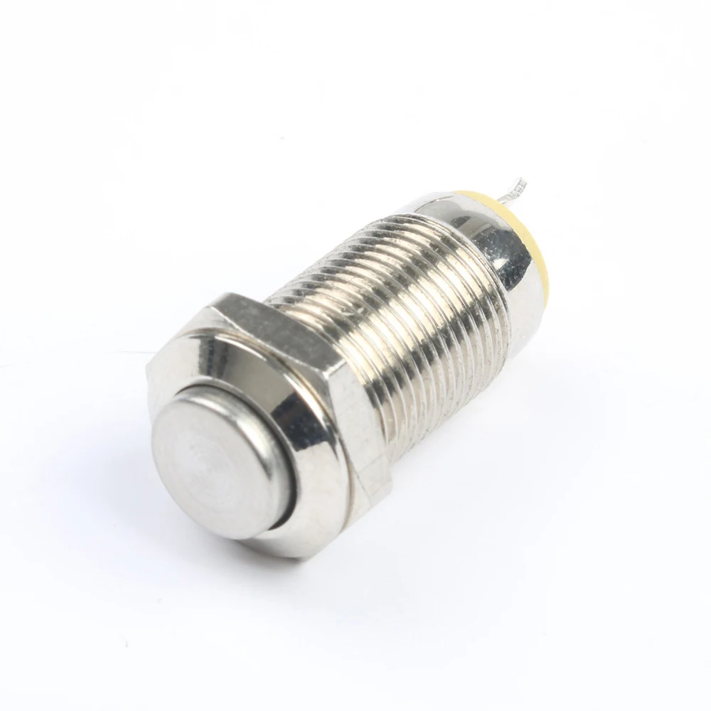 8mm 10mm 12mm High flat spherical ball head round metal Chrome push button switches With LED pin NO NC teminal