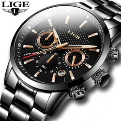 LIGE orologi da uomo Top Luxury Brand Business orologio al quarzo uomo sport militari abito impermeabile orologio da polso nero Relogio Masculino