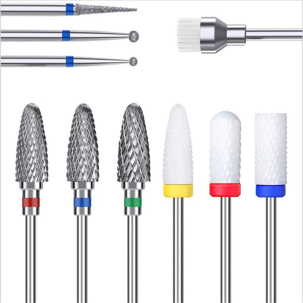 Milling Cutter For Manicure Set 10 Pcs Ceramic  Nail Drill Bits Removing Gel Varnish Tool