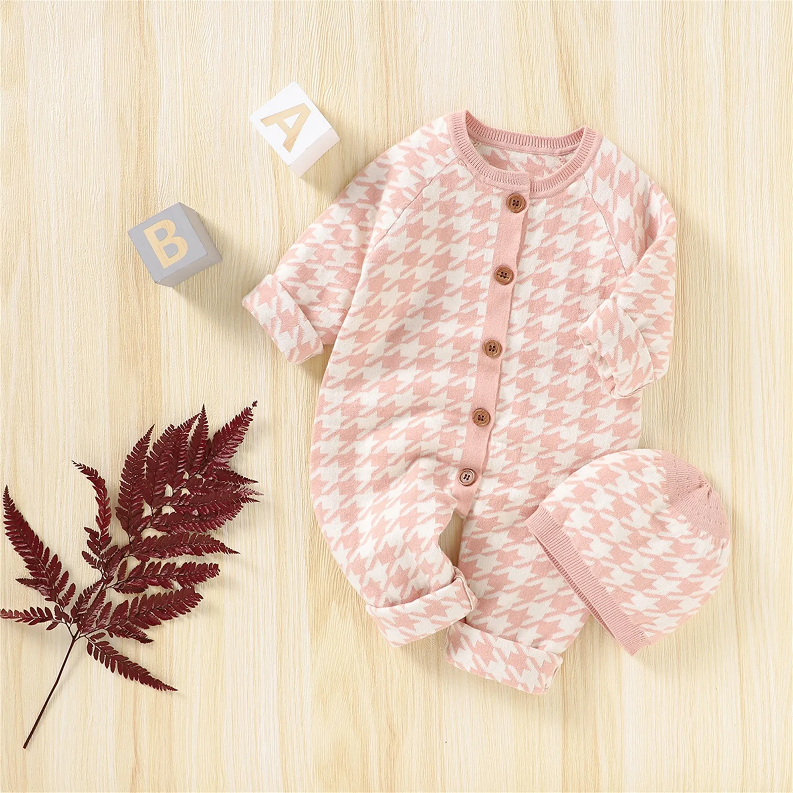 2pcs Newborn Baby Girl Boy Romper +Hat Winter Baby Clothes Knitted Sweater Jumpsuit Outfit Overall Baby Clothing Set 6 12 18 24M image 4