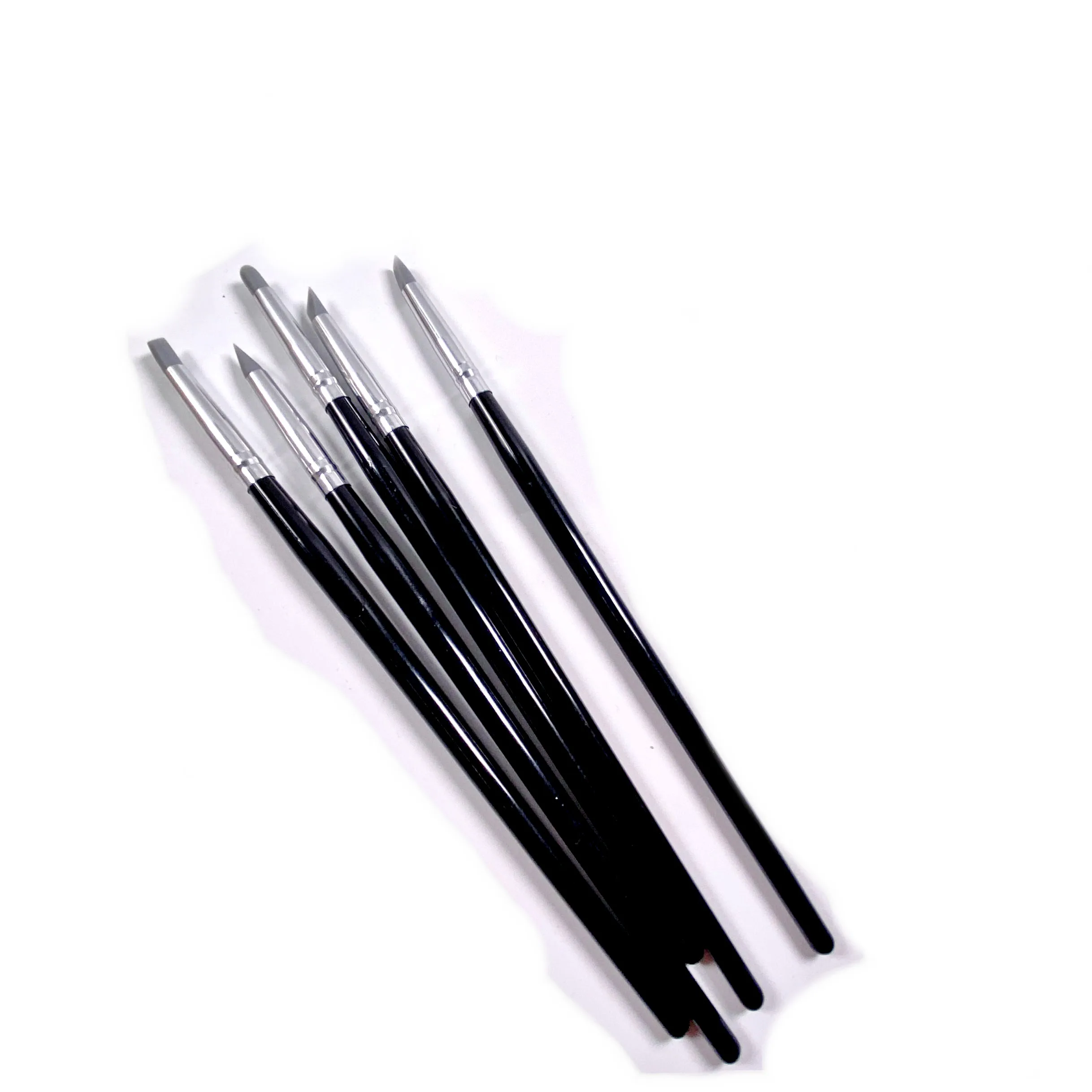 1set/5Pcs Dental Silicone Brush Pen Adhesive Composite Resin Cement Porcelain Black