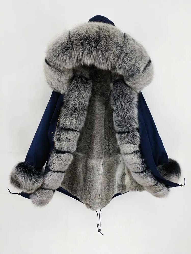 New Winter Coat Men Clothing Real Fox Fur Jacket Thick Warm Fur Parkas Man Winter Rabbit Fur Liner Outerwear Streetwear