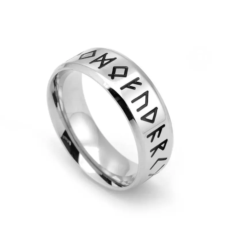 Stal nierdzewna Odin Norse Amulet wikinga Rune Ring moda mężczyźni i kobiety skandynawski list biżuteria Retro