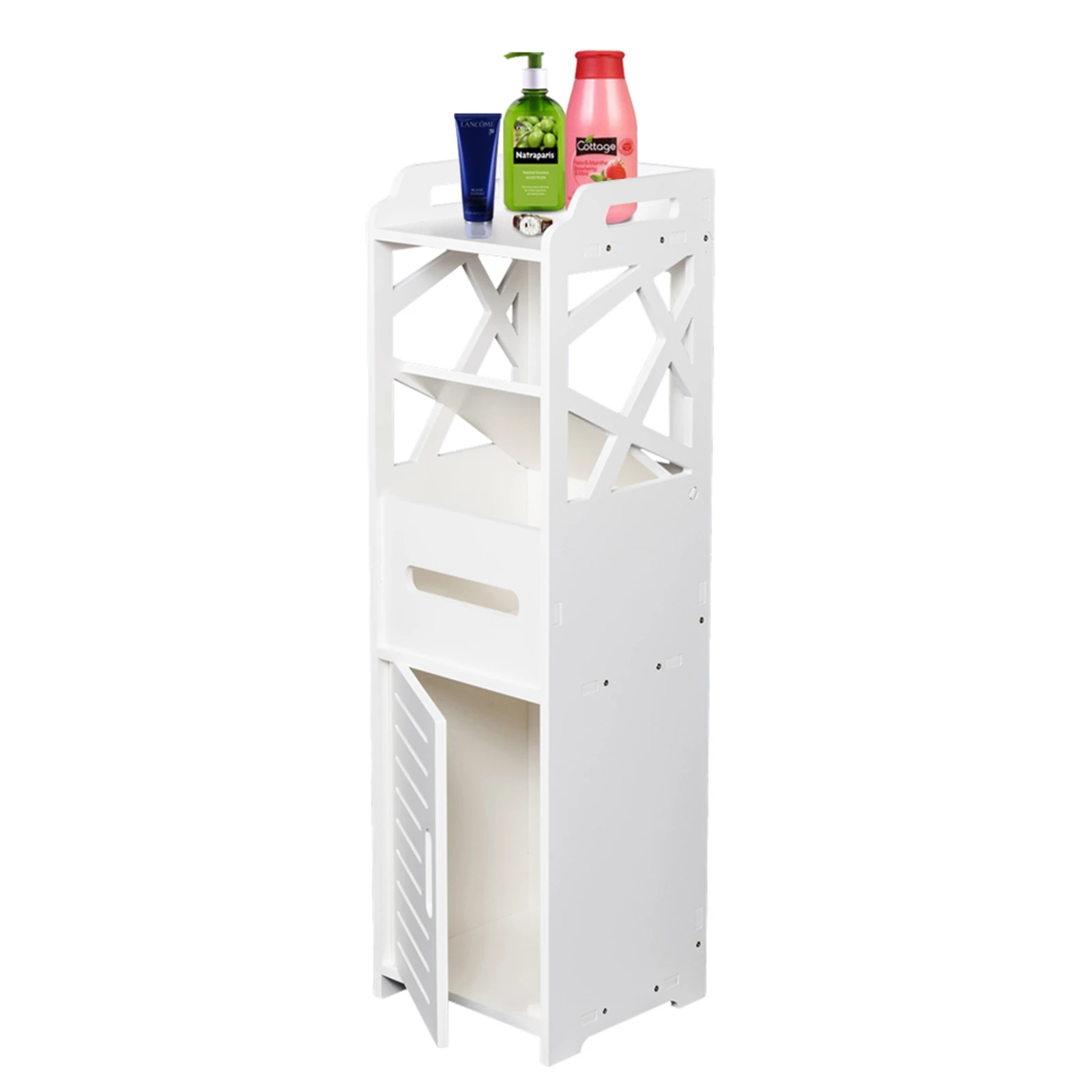 Bathroom Cabinet Bathroom Furniture 3-tier Bathroom Storage Cabinet with 2 Doors 23*23*80CM US Warehouse