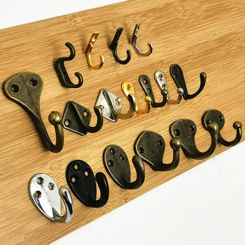 5pcs Antique Hooks Wall Mounted Single Retro Cloth Hanger Hats Towels Keys Hanger Home Storage Organize Furniture Hardware