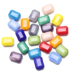 10Pcs Faceted Glass Flat Beads Rectangle 13x18mm Natural Stone Long Square Beaded For DIY Making Charms Earing Crystals Jewelry