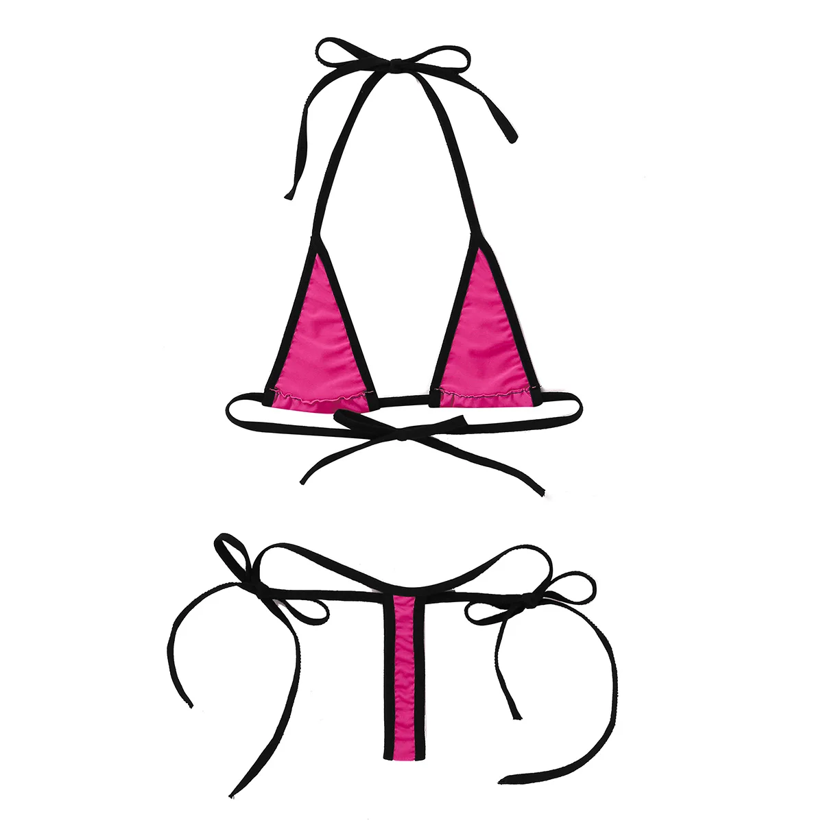 Micro Bikini Swimsuit Women bikinis Wild Style mini bikini Set Halter Neck Self-tie Bra Top with G-String Thong Swimwear