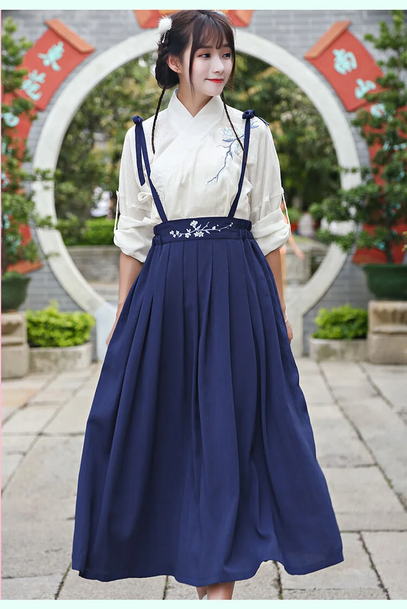 

Chinese Ancient Traditional Hanfu Women Fusion Modern Hanbok Strap Dress Cosplay Ancient Style Clothing Classical Culture Sweet