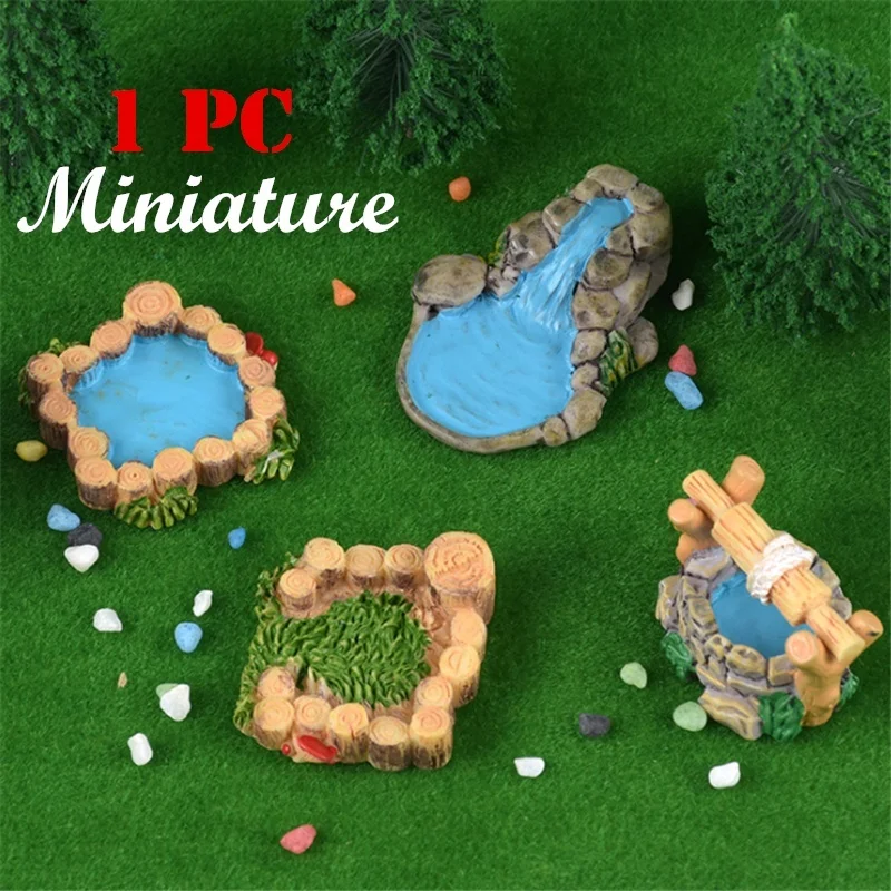 1 Piece Mini Resin Water Well Miniature House Fairy Garden Micro Landscape Home Garden Decoration Simulation Resin Crafts