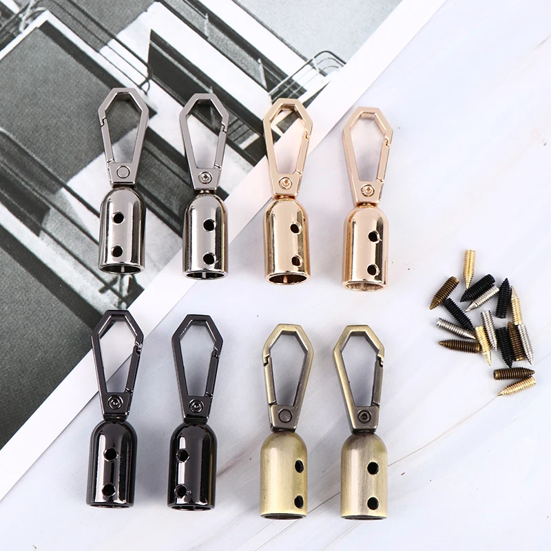 2pcs Handbag Tassel Cap Clasp Hook Connector Bag Hanger Metal Buckles Bags Strap Stopper Cord Lock DIY Accessories