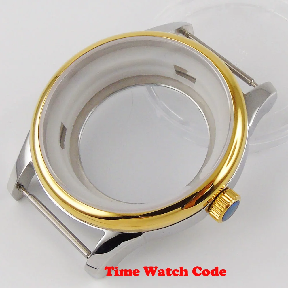 40mm Golden plated Automatic Men's Watch Case Stainless Steel fit ETA 2824& 2836 Miyota8215 & 8205 Mingzhu 2813