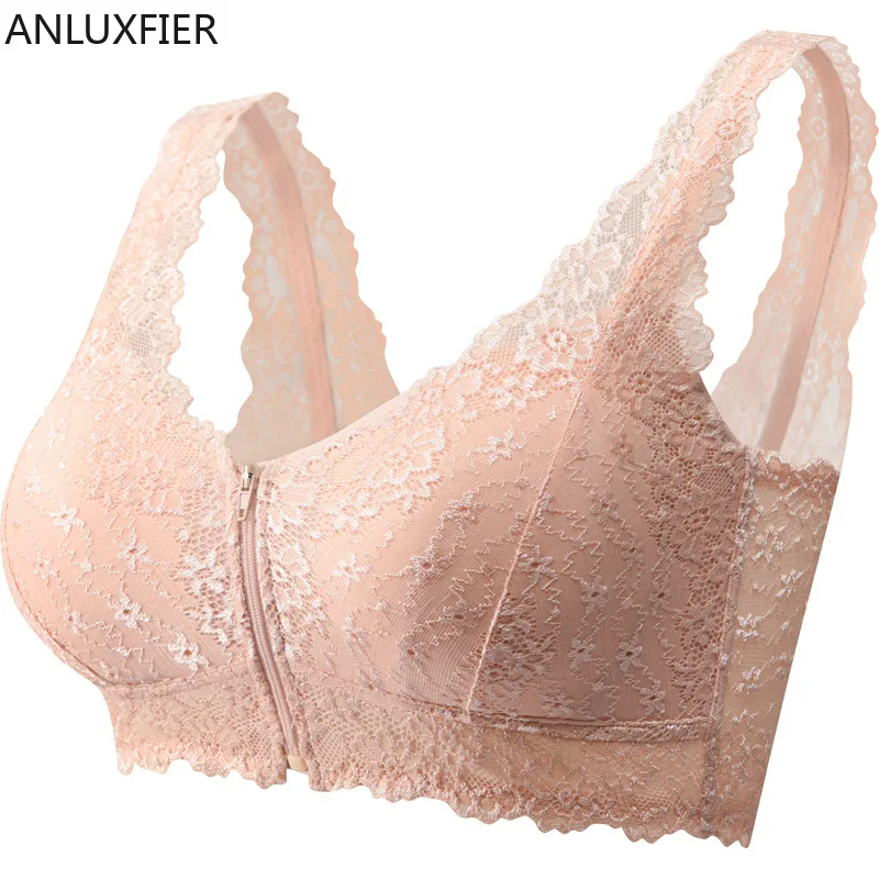 

H9634 No Steel Ring Bra Lingerie After Breast Cancer Surgery Mastectomy Special Bras Underwear Front Zipper Lace Full Cup Bra