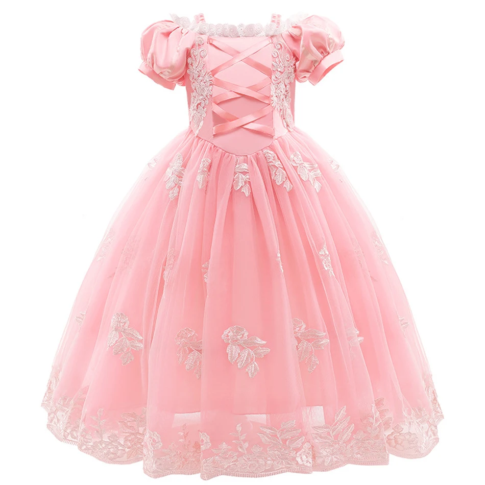 Girl Cosplay Princess Aurora Rapunzel Dress Up Kids Christmas Halloween Tulle Fancy Costume for Children Girls Birthday