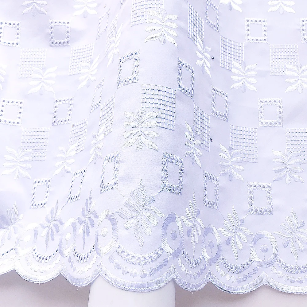 Cotton Lace Fabric 2024 High Quality Lace 5 Yards White Swiss Voile Lace in Switzerland French Wedding Nigerian Dry Laces Fabric