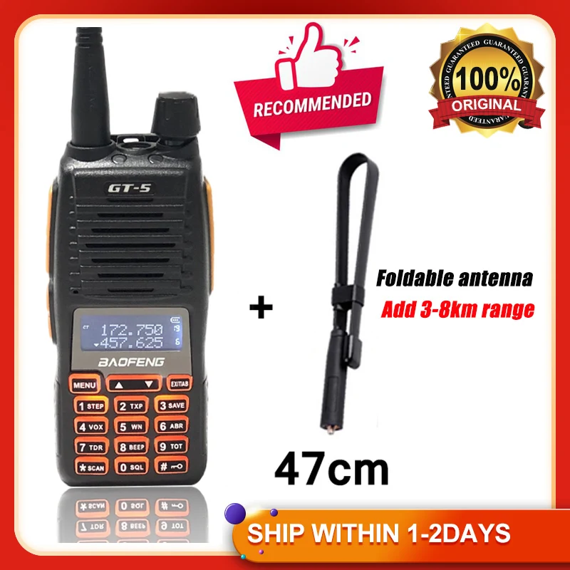 BAOFENG GT-5 Powerful Long Range Walkie Talkie Portable FM Transceiver CB Ham Radio Dual Band uhf vhf Two Way Radio Waterproof