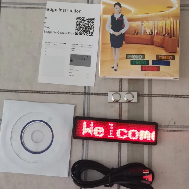 High quality electronic programmable flashing LED name badge label Bluetooth APP control mini small LED display LED gift