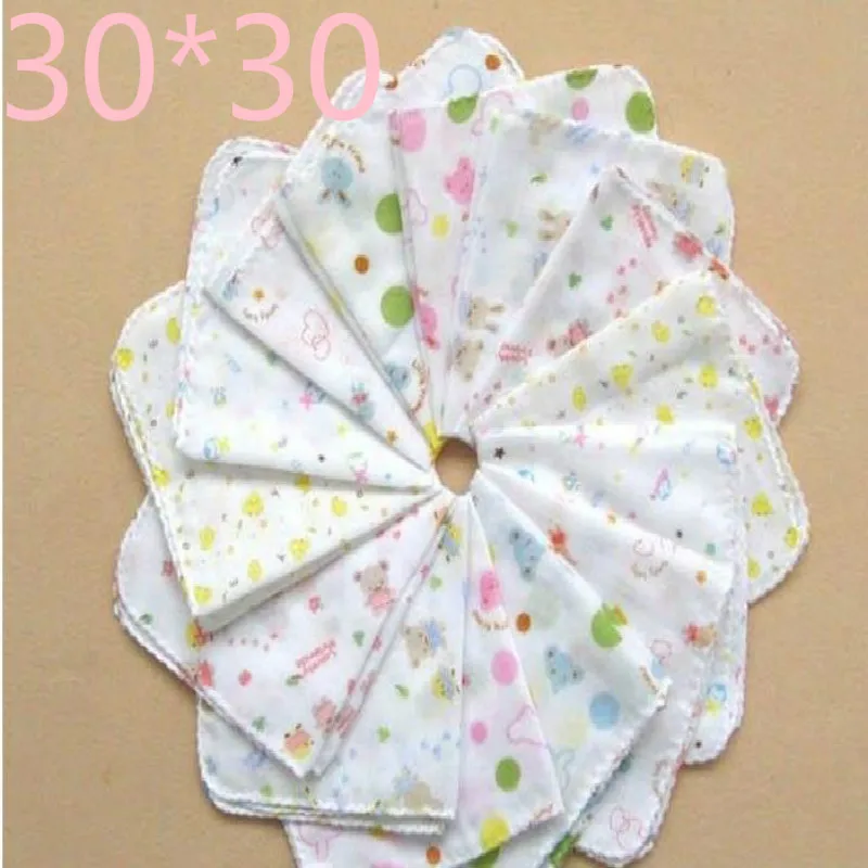 

10 Pcs/Lot 31*31cm Two-layer Handkerchief Wholesale Cotton Squares Baby Bibs Boys Girls Towel Infant Saliva Towel