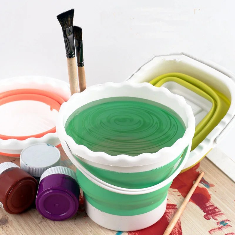 

Ведро для мытья на улице, 2,6 л, квадратное, круглое, складывающаяся ручка ведра, силиконовая краска, держатель для ручки