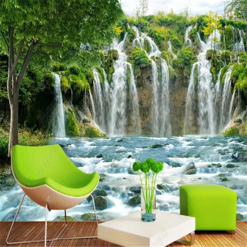 

Forest Waterfall Scenery Wallpaper for Living Room Natural Scenery TV Background Wall Papers Home Decor Mural Papel De Parede