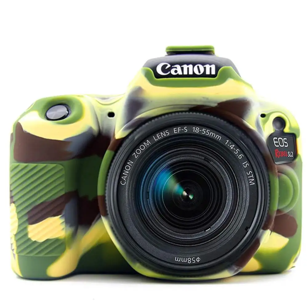 جراب واقٍ من السيليكون لكاميرا Canon EOS 200D Mark II 250D ، Rebel SL2 SL3 DSLR