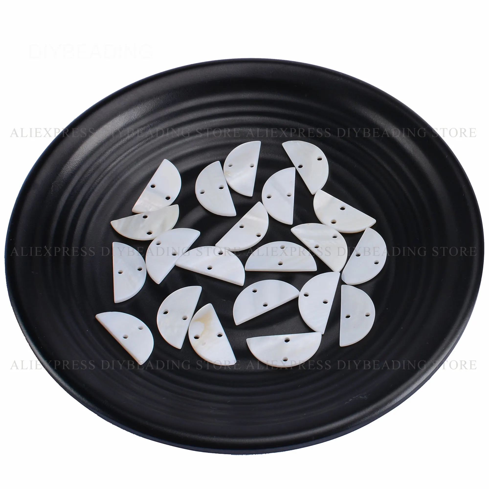 

10-500 Pc Natural White Shell Half Circle Pendant for Women Earring Necklace Making Semi Circle Shell Wholesale (10*22mm 2 Hole)