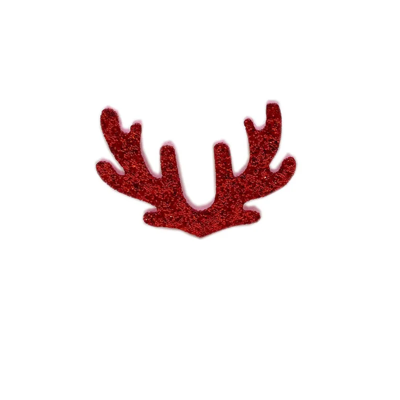 50Pcs/Lot 4*3.4CM Glitter Shiny Christmas Antler Padded Appliques For DIY Hair Clip Accessories And Headwear Decor Patches