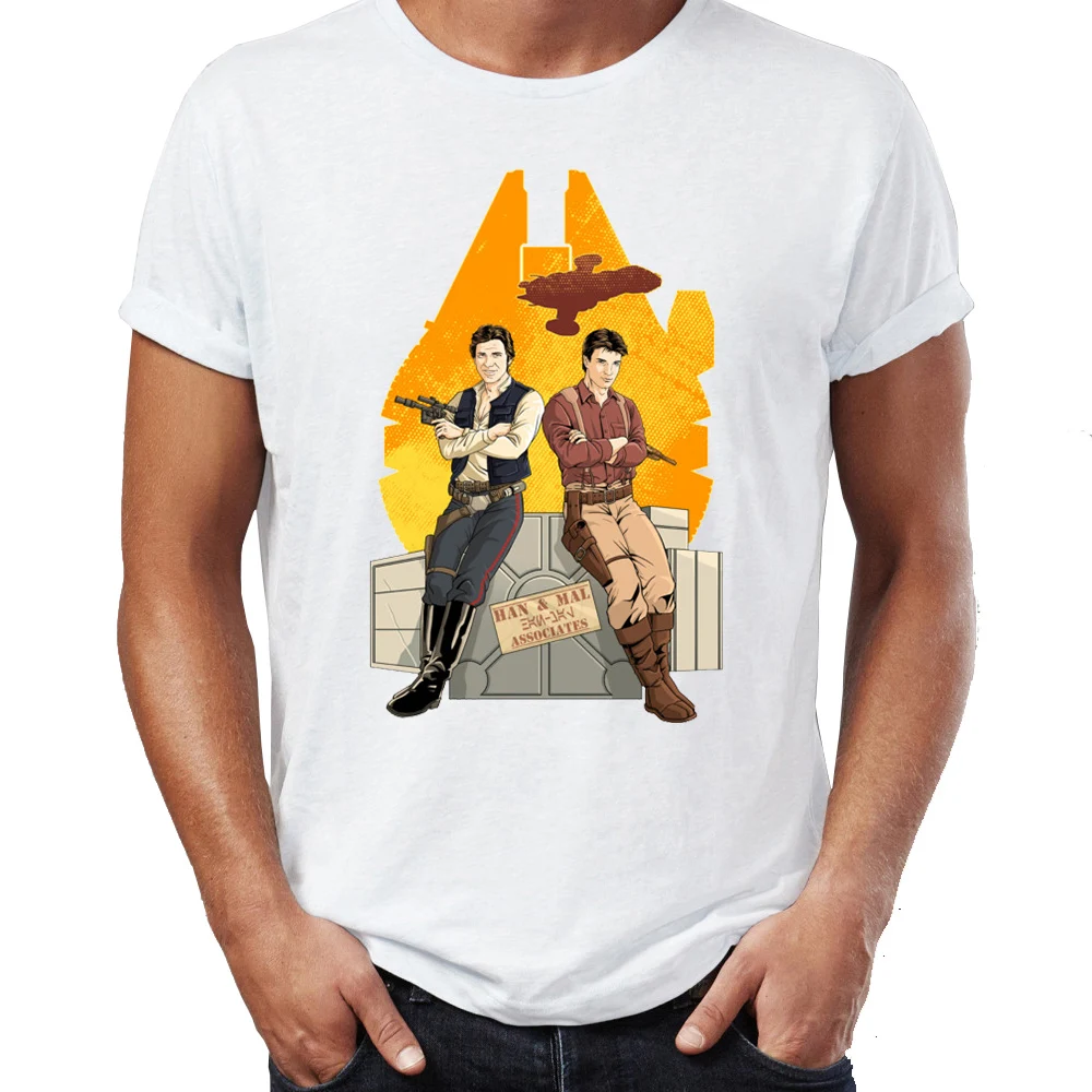 Summer Men's T-shirt Space Smugglers Unite Han Solo And Mal Firefly Funny Artsy Tshirt Cool Tees Tops Harajuku Streetwear