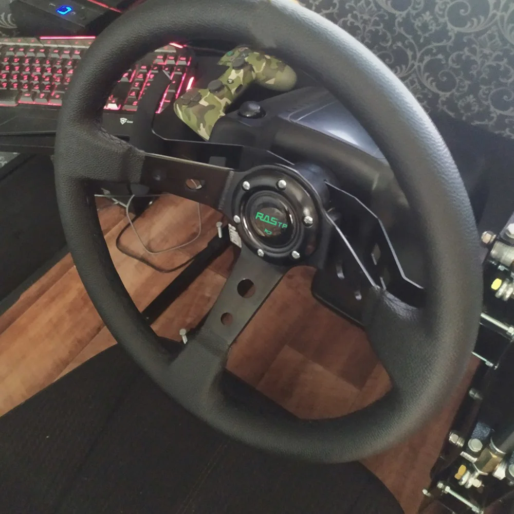 RASTP- Universal 14inch 350mm Racing Drift Steering Wheel Aluminum PU Car Sport Steering Wheels Car Accessories RS-STW020-TP